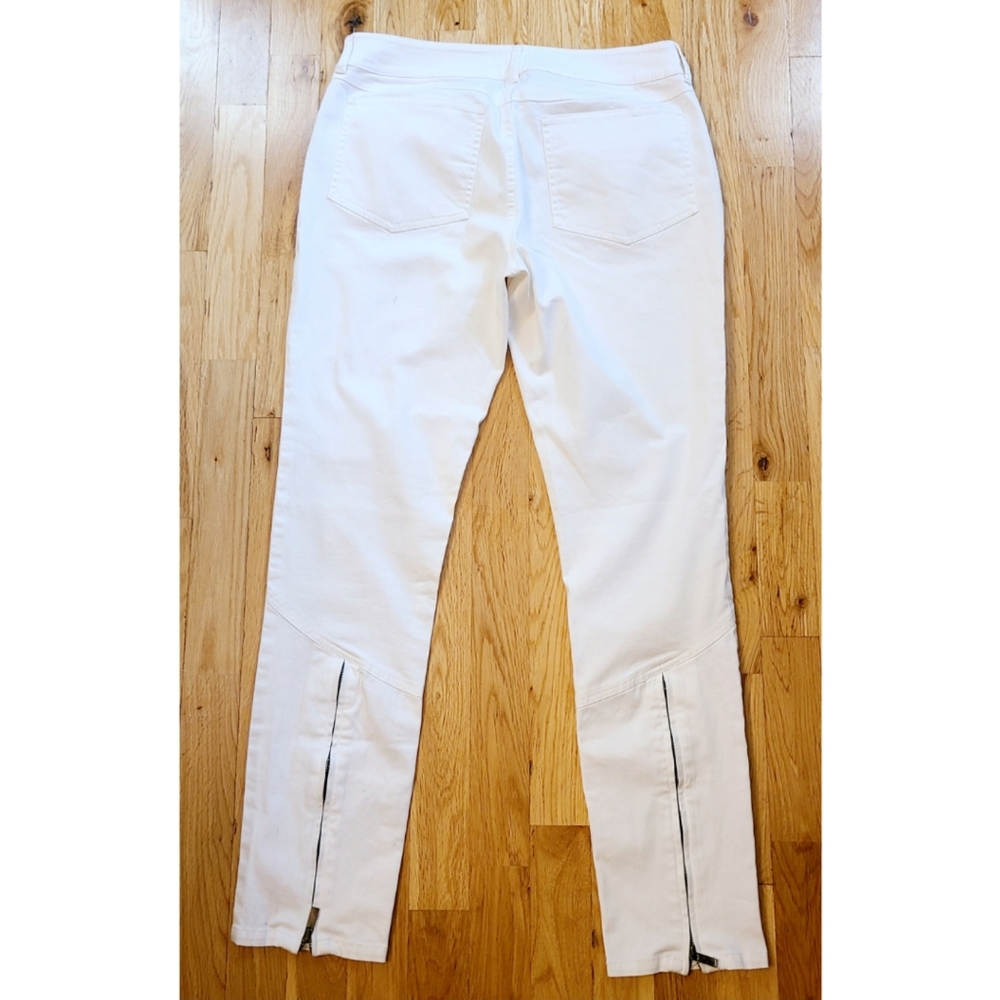 Derek Lam 10 Crosby White Moto Back Hem Zip Pant Size 6 White